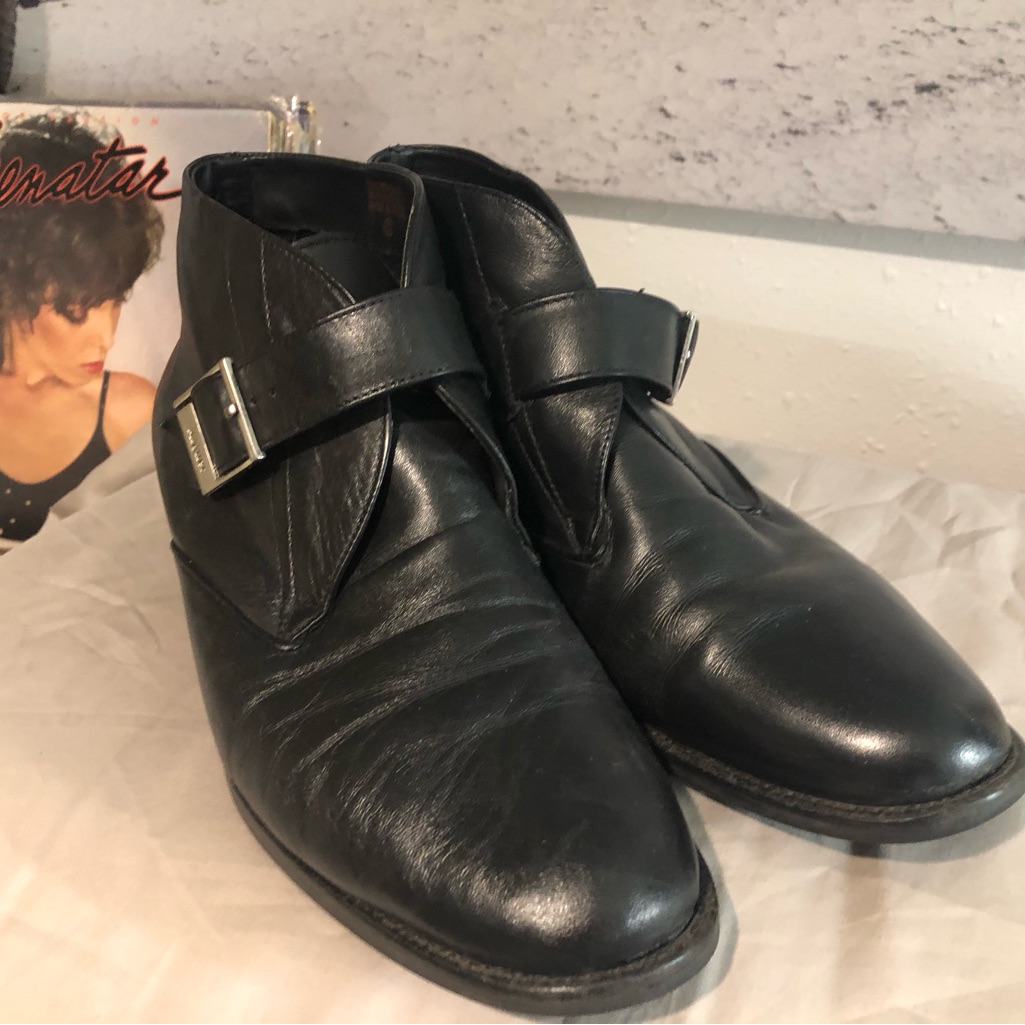 Etienne Aigner Black Leather Heeled Ankle Boots With Buckle